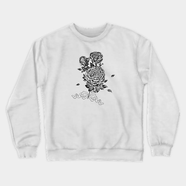 Black Rose Flower Bouquet with Ribbon Crewneck Sweatshirt by Biophilia